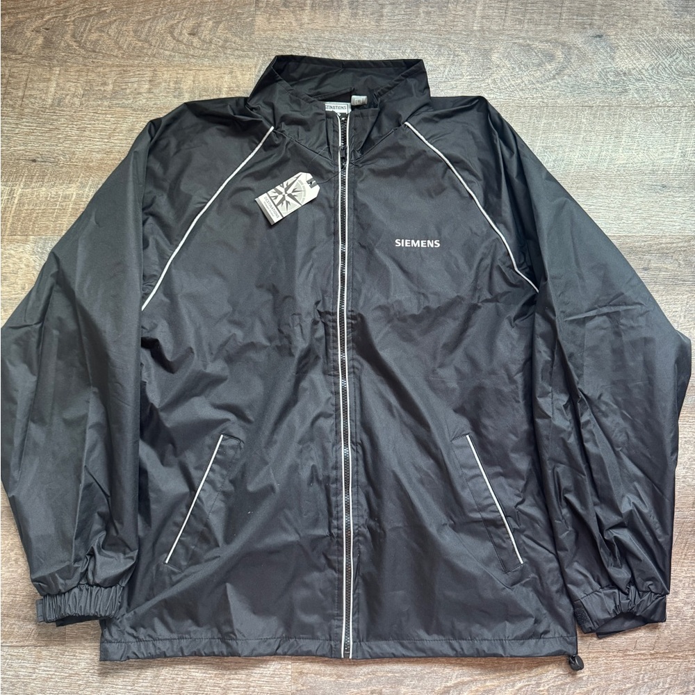 Destinations Siemens Mens Full Zip Black Windbreaker Jacket Size Large‎ New